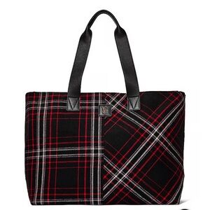 Victoria's Secret Black and Red Plaid Tote